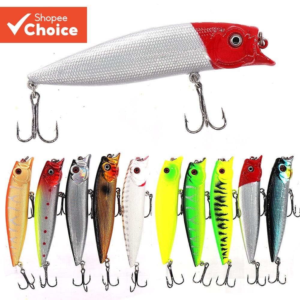 Isca De Pesca 9,5cm/12g Dura Popper Com Anzol Agudos Olhos 3D