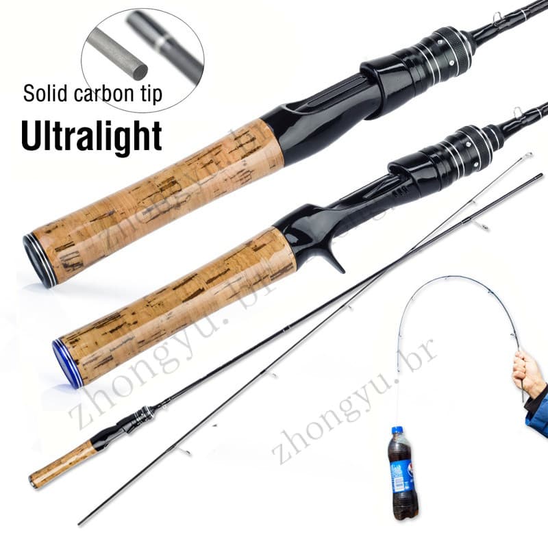 Vara De Pesca Ultraleve De Fibra De Alto Carbono UL De 1.5M/1.68M/1.8M-Fiação E Fundição De Ponta Sólida Para Em Água Do