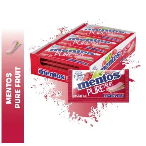 Chicle Mentos Pure Fruit  3 camadas Frutas 15uni