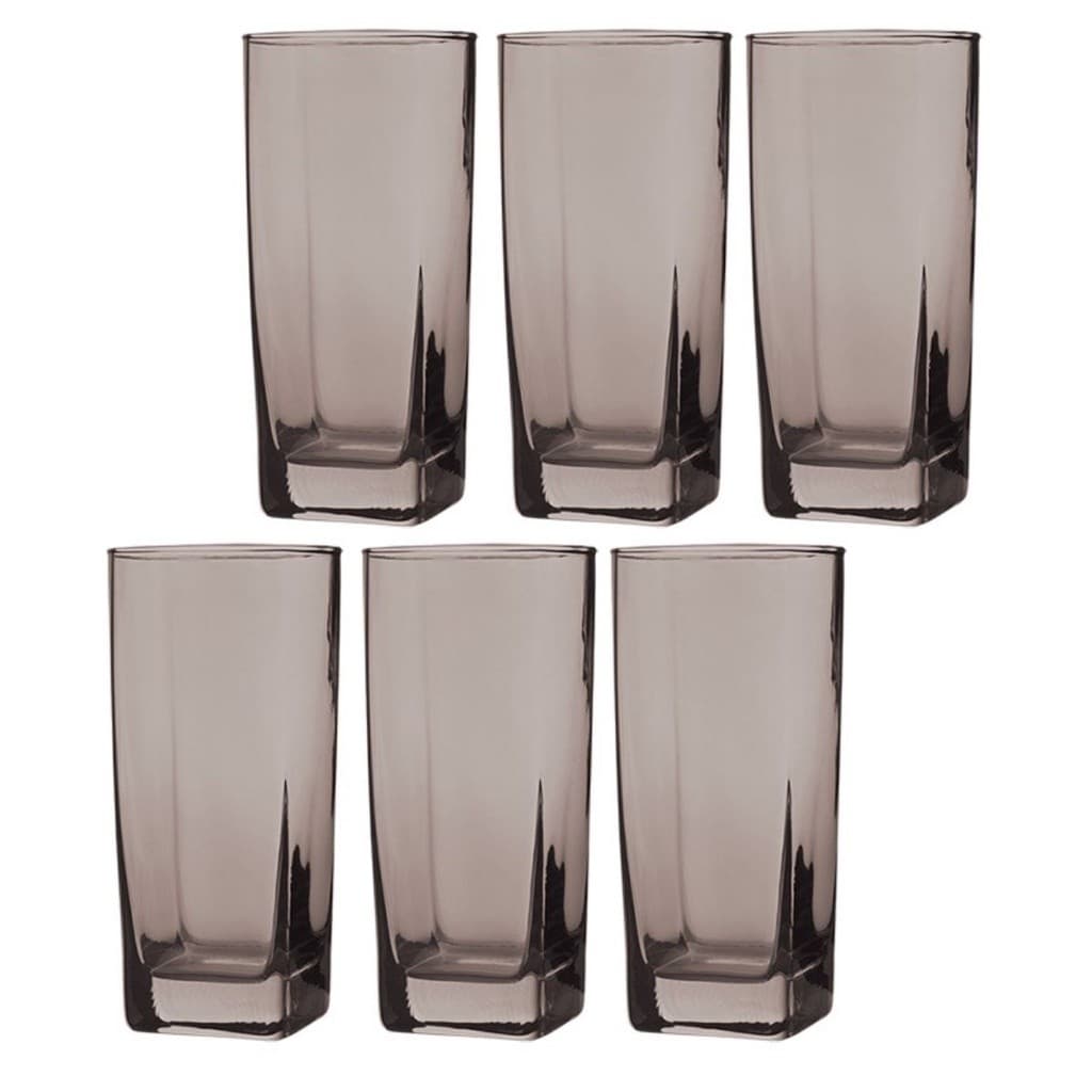 6 Copos Bali Quadrado 320ml Colorido Mesa  Lindo Luxo Cinza