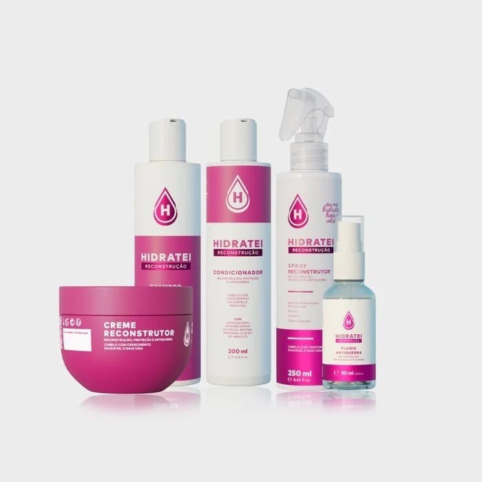 Kit Linha Completa Reconstrução Hidratei: Shampoo + Condicionador + Máscara + Fluido Fios Danificados