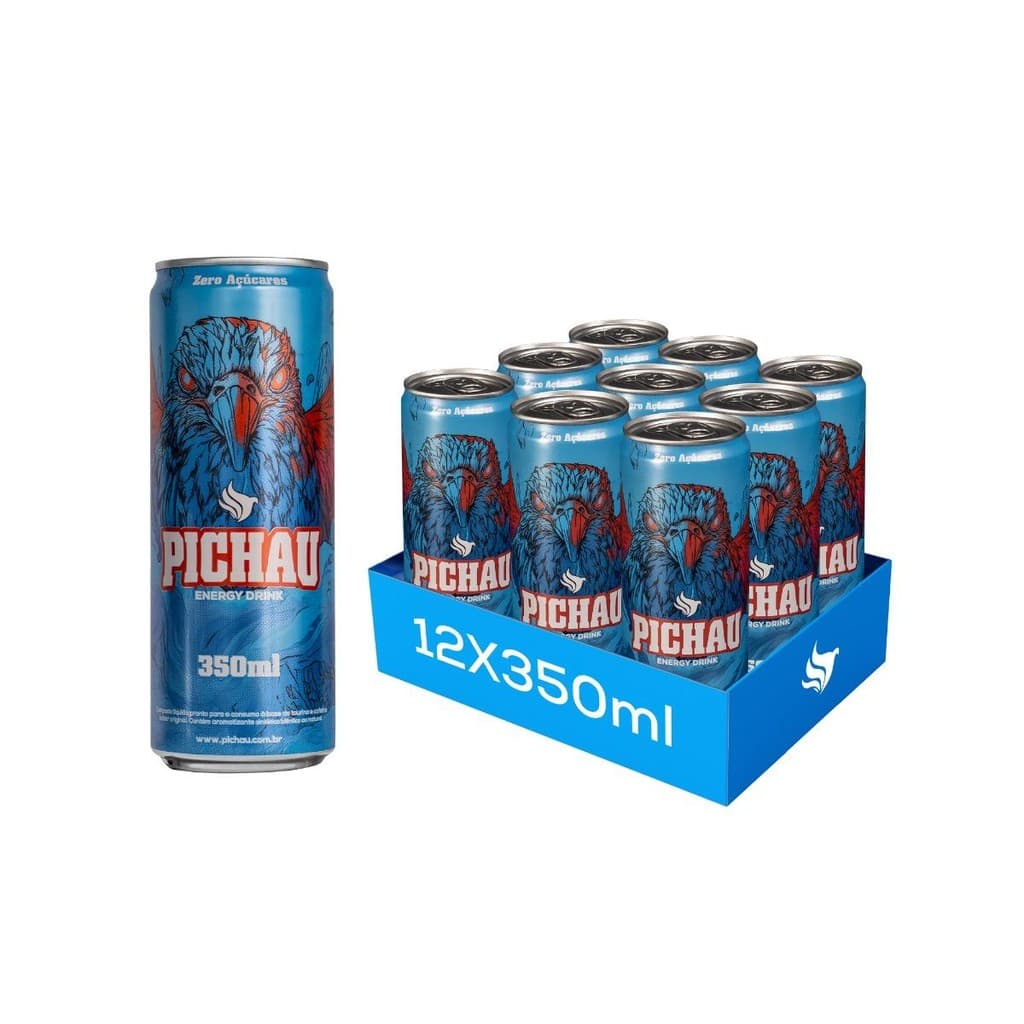 Pack Energetico Pichau, 350ml, Sem Açúcar, Com 12 unidades