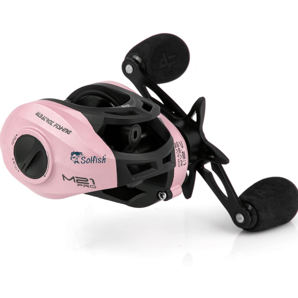 Carretilha  Albatroz M21 Pro 6 Rolamentos  Drag 9kg Rosa Pesqueiro Barata c/ Alarme Resistente Tamba