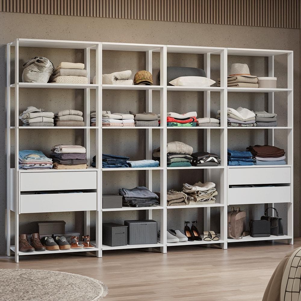 Guarda-Roupa Closet Modulado 4 Gavetas 258 cm Valencia Madesa 06
