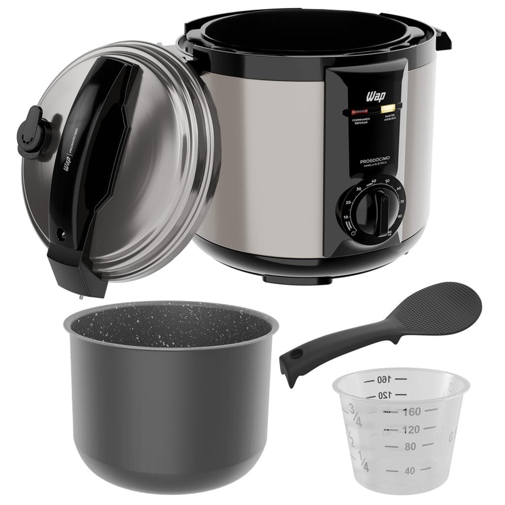Panela de Pressão Elétrica Antiaderente GrayStone  5 Litros Aço Inox Prosdócimo WPPE2 WAP
