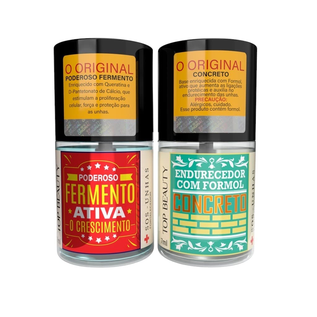 2 BASES - Kit 1Base Concreto + 1Base Fermento 12FREE S.O.S Unhas - Top Beauty