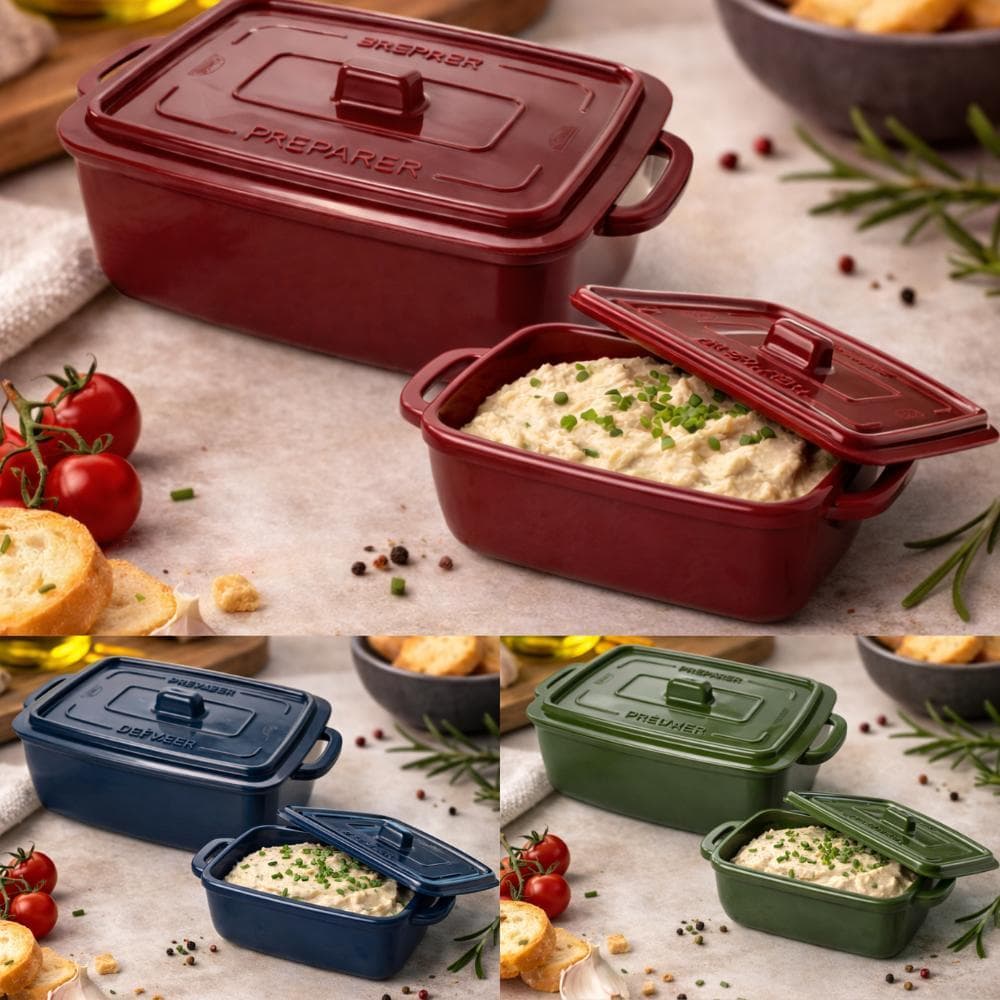 Kit 2 Potes Panelinhas Herméticas  Retangulares Mini Caçarola Ramekin Plástico Supreme Plasútil