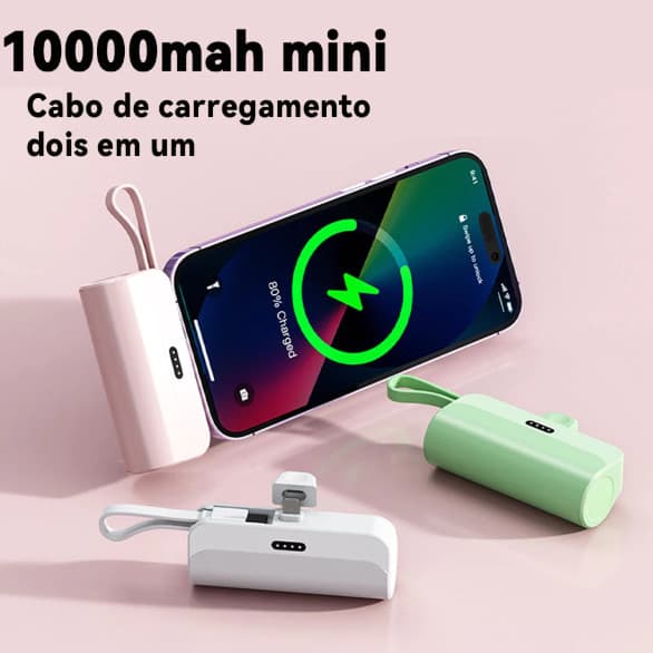 Carregador Portátil Mini Power Bank 10000mAh Tipo-C