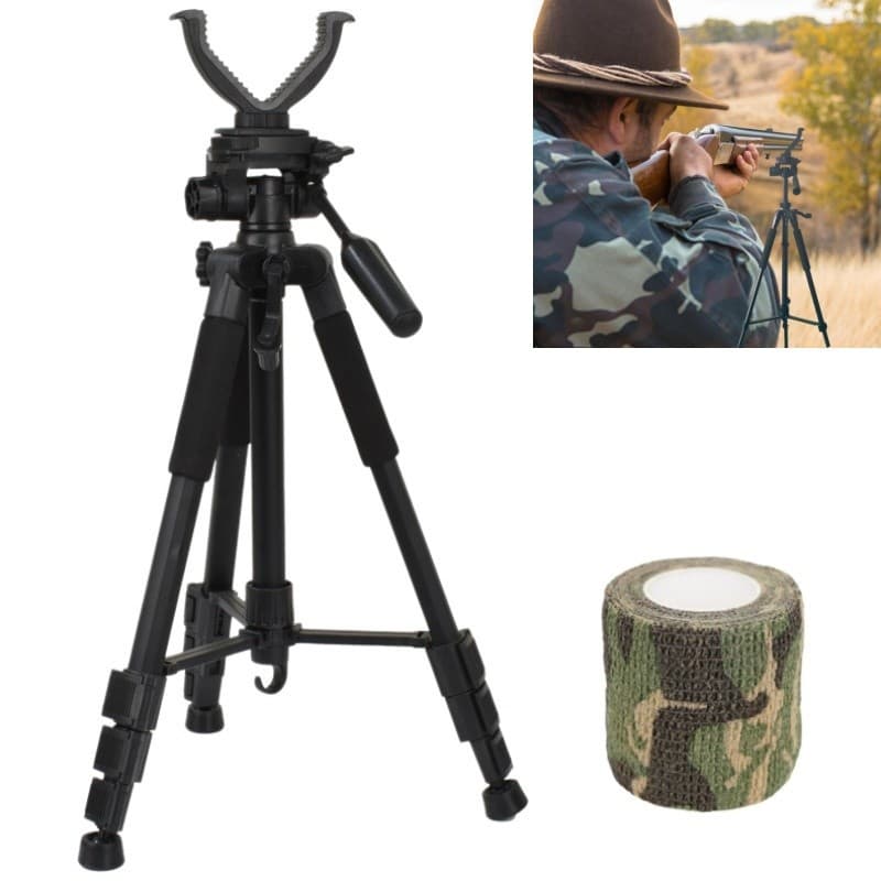Tripé Apoio Carabinas Pcp Pressão Rifle Tiro Precisão 1.80m com Bandagens autoadesivas de camuflagem