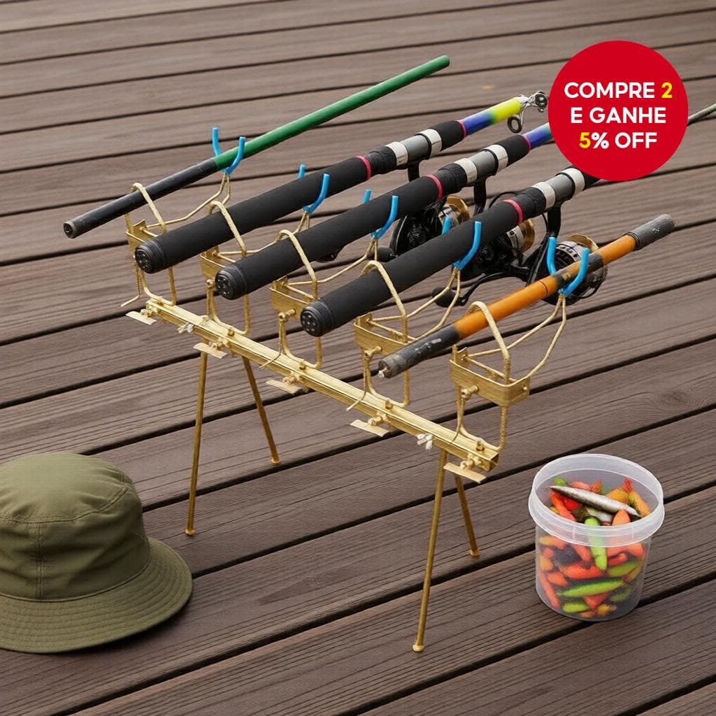 Suporte para Varas de Pesca 5 Varas – Suporte Universal para Tilápia Pacu Pirapitinga