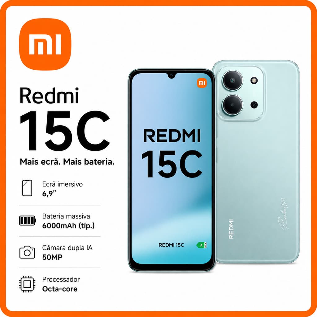 Redmi 15C preto 8GB+256GB RAM