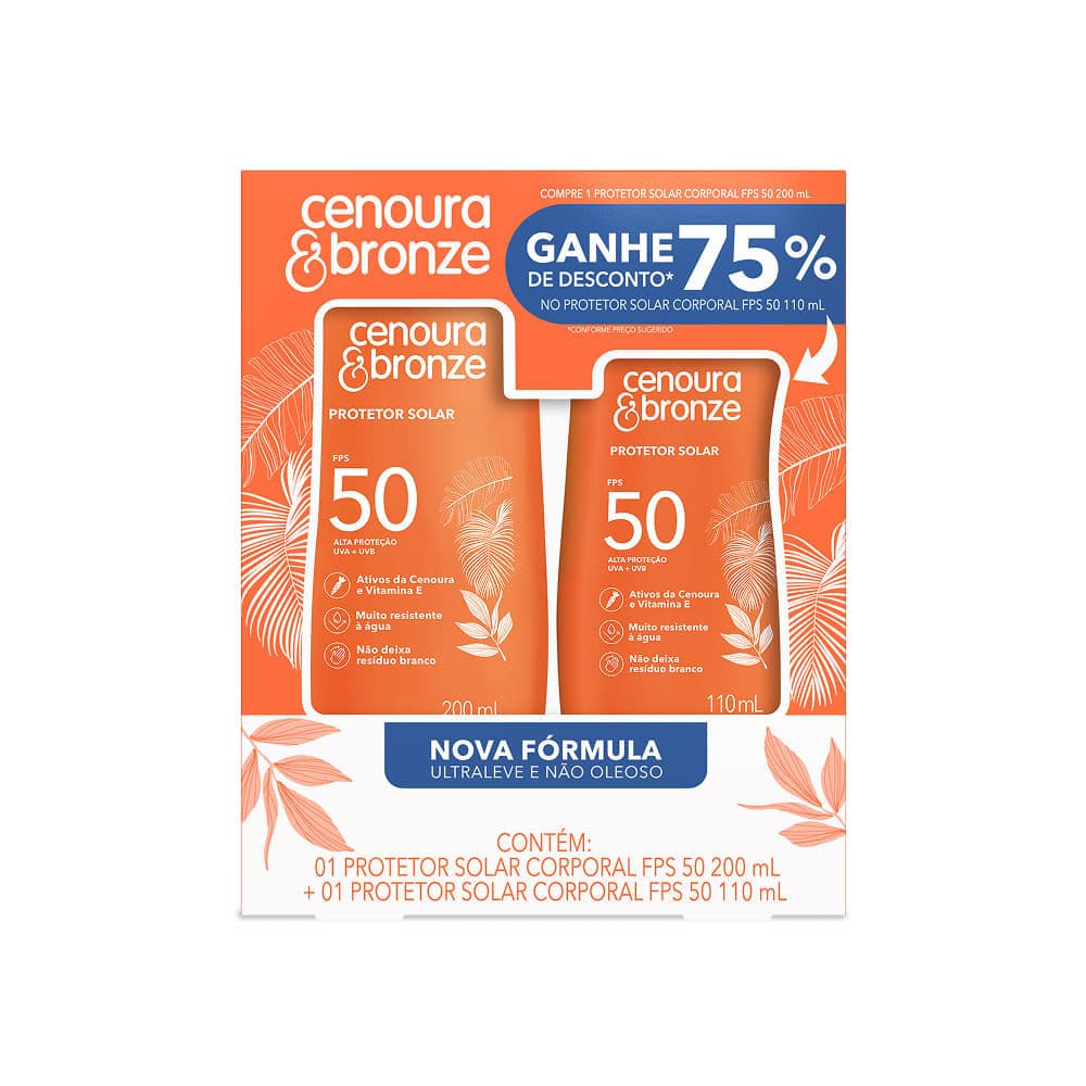 Kit Cenoura & Bronze Protetor Solar 200ml+ Protetor Solar 110ML - FPS 50