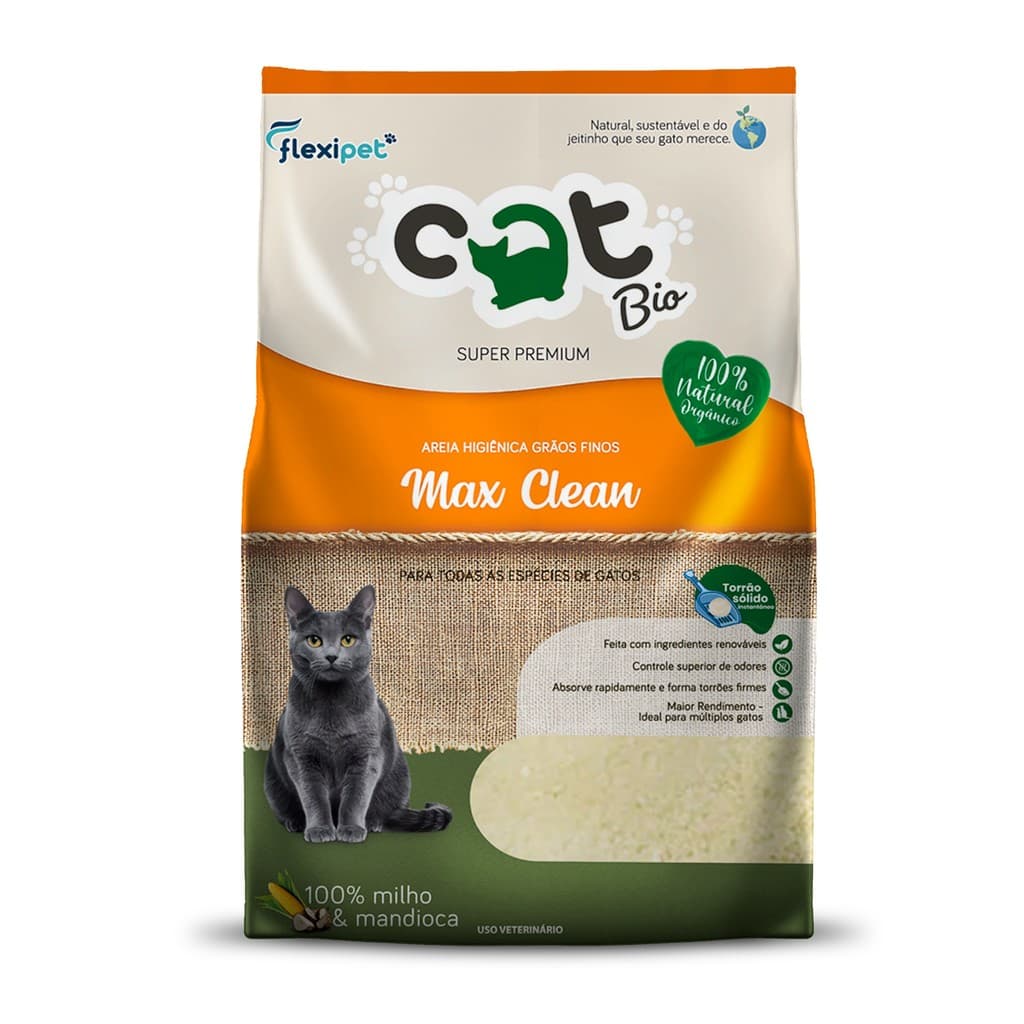 Areia Catbio Biodegradável 4 Kg - Max  Clean - Grãos Finos