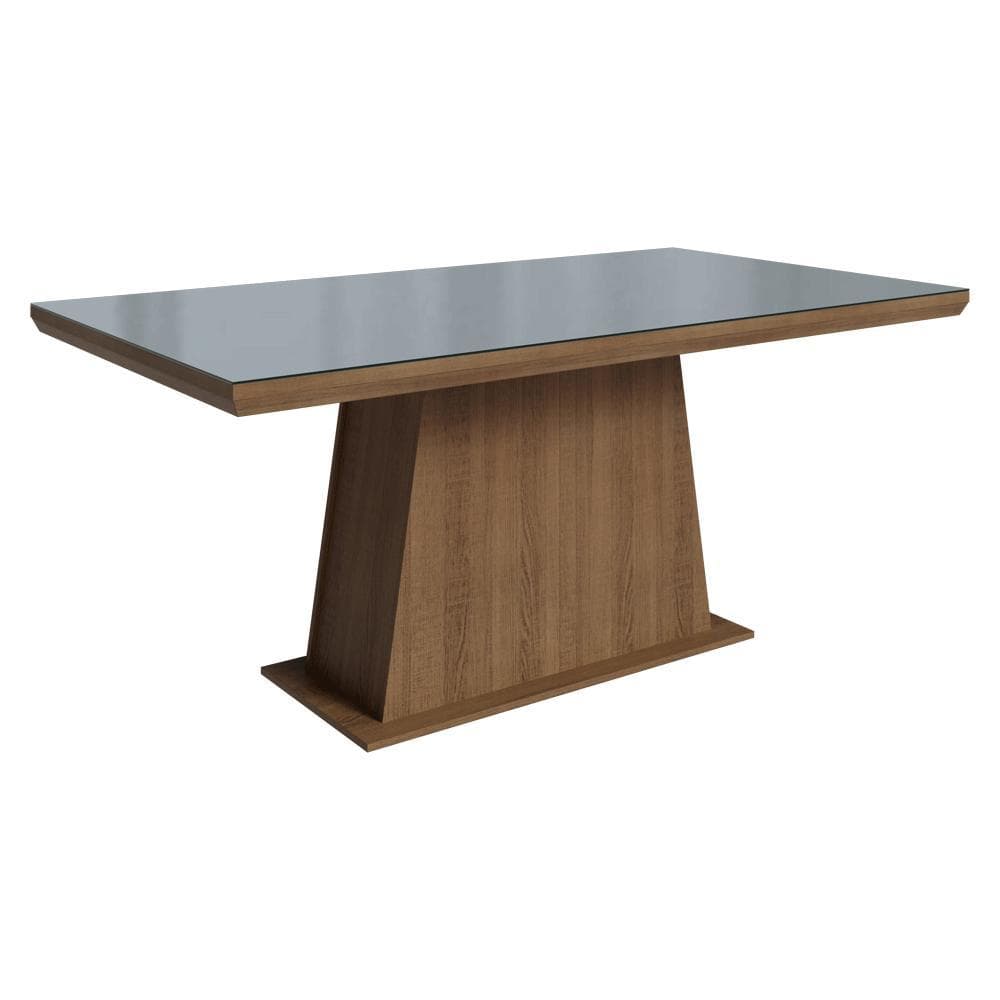 Mesa de Jantar Retangular  Tampo com Moldura e Vidro Sobreposto Rustic/Cinza 5364 Madesa
