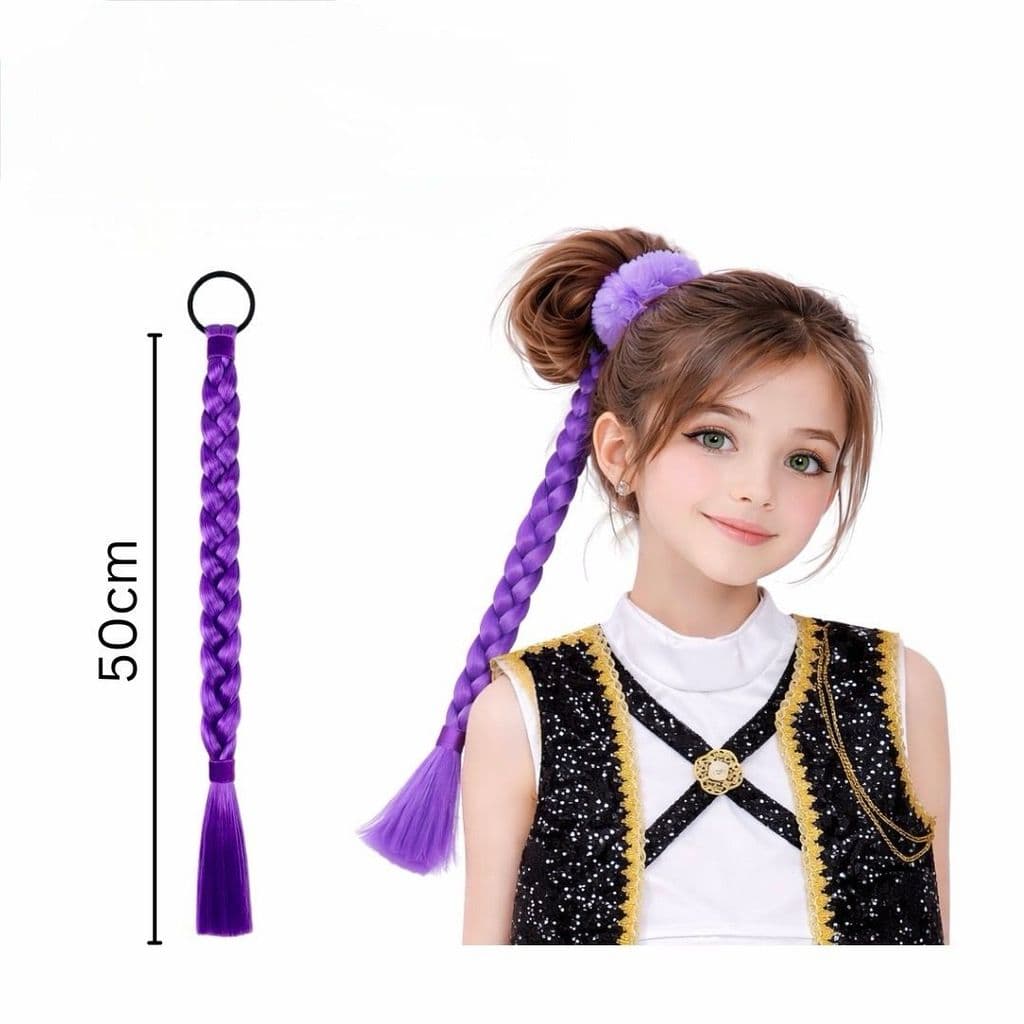Trança Guerreiras do Kpop Cosplay Mira Rumi Zoe Caçadores Roxo Preto Vermelho Cabelo Longo