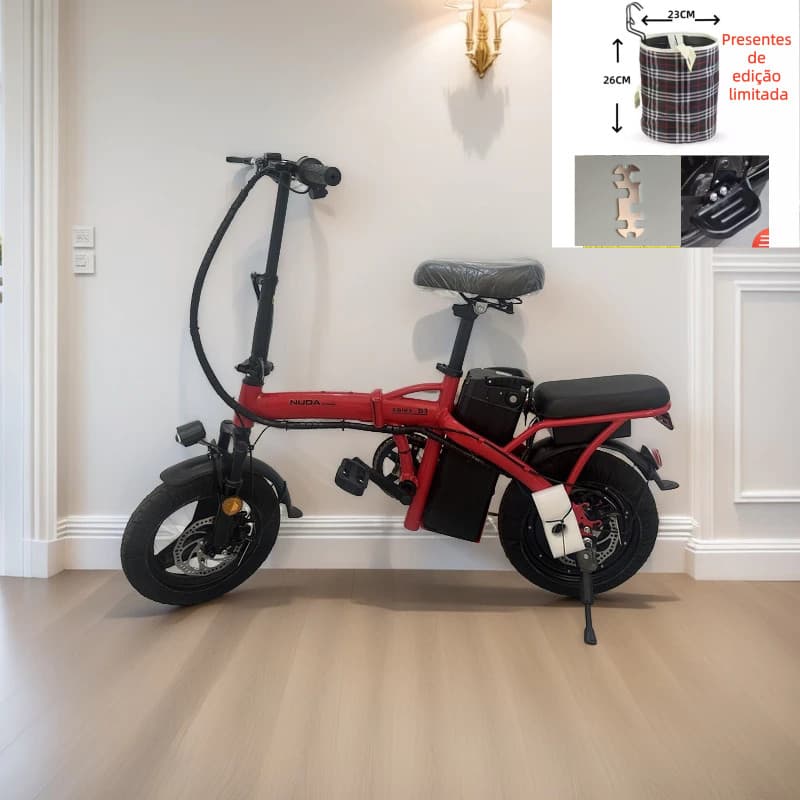 Bicicleta elétrica dobrável NIUDA para adultos, ideal para viagens e deslocamentos diários