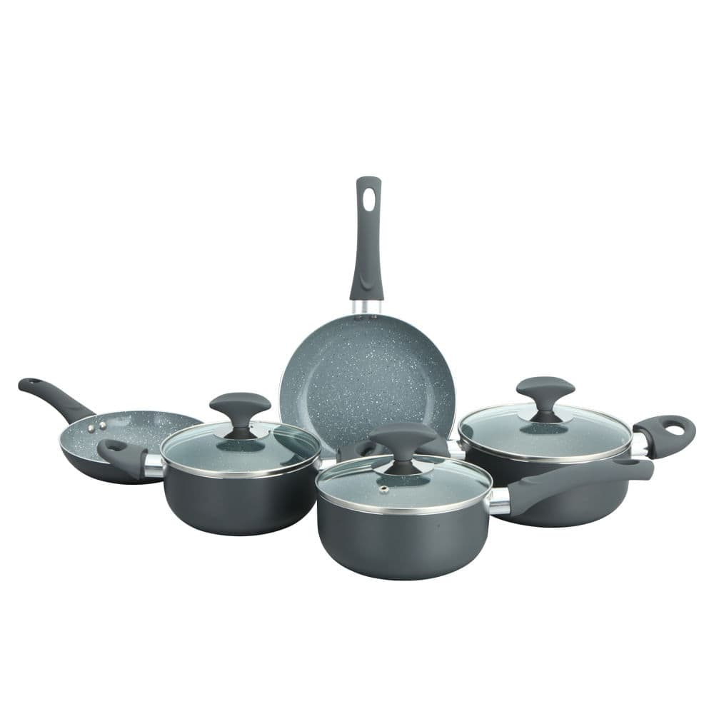 Conjunto 5 Panelas Cerâmica Cazza Tampa de Vidro Cinza - Grupo CS Importações