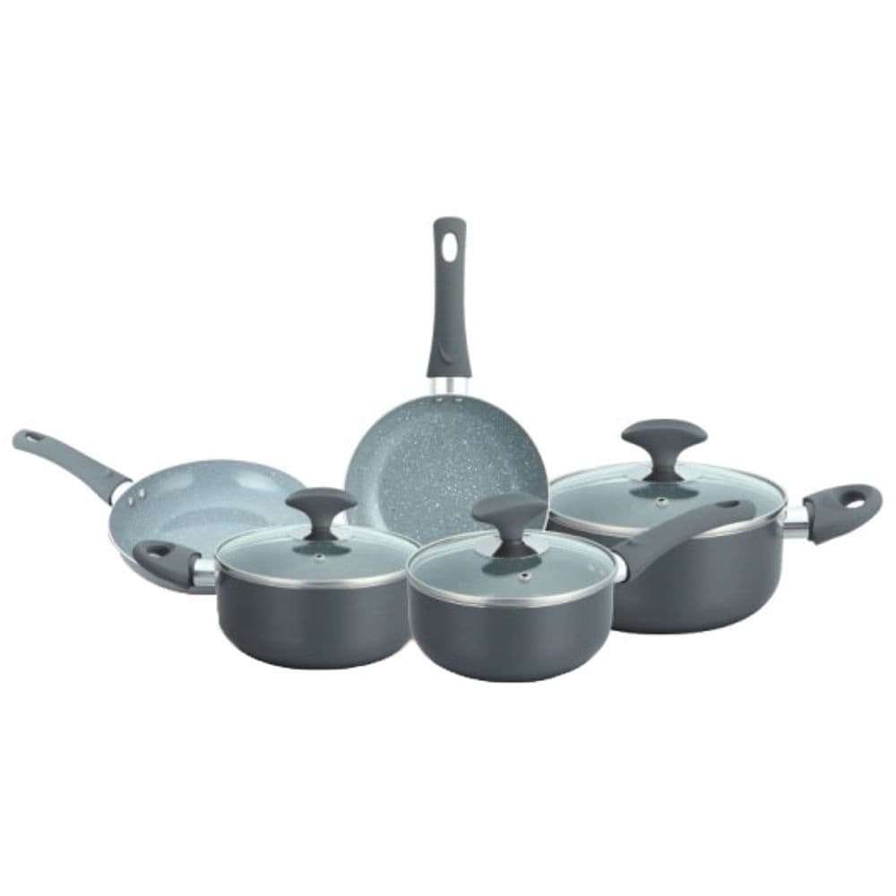 Conjunto 5 Panelas Cerâmica Cazza Tampa de Vidro Cinza - Grupo CS Importações