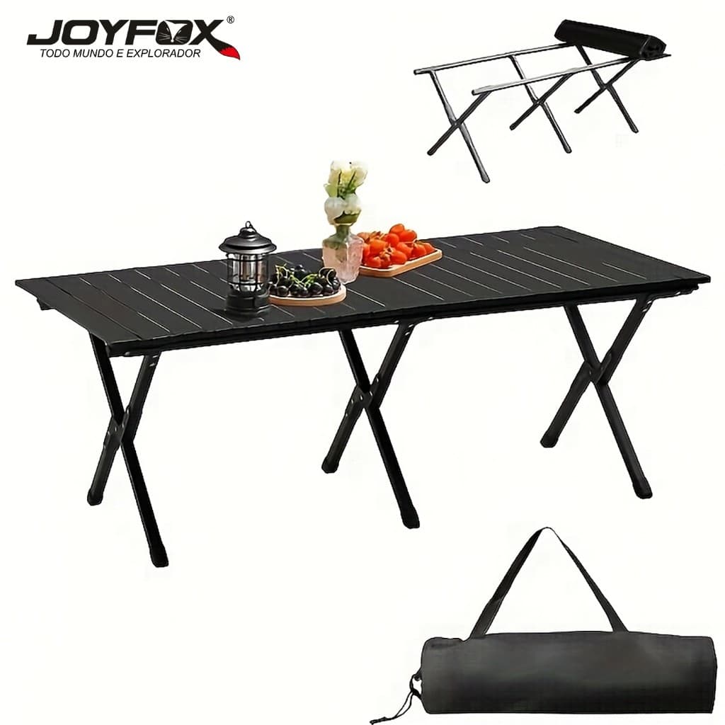 Mesa Dobrável de Camping em Aço Portátil Mesa Enrolável para Churrasco Praia Piquenique JOYFOX