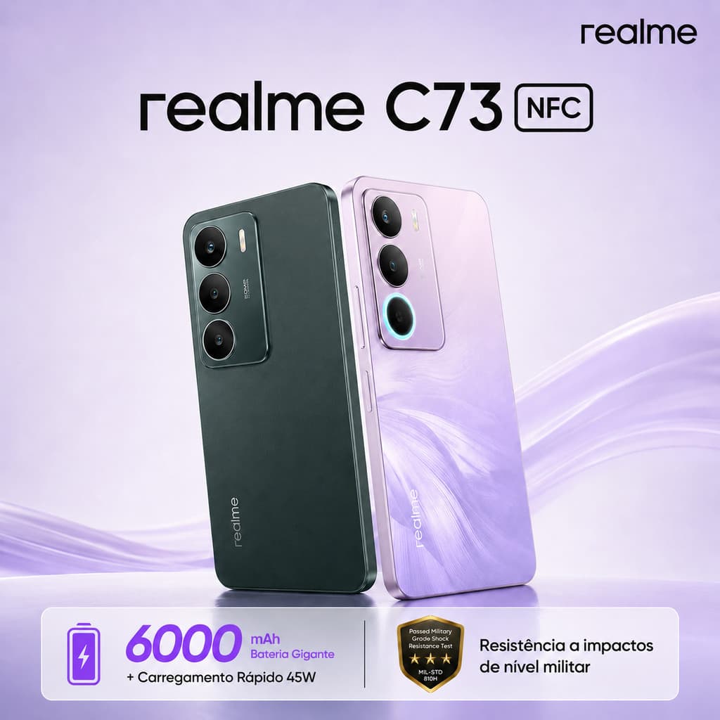 Celular Rrealme C73 4G 256GB 8GB novo Bateria de 6000mAh 120Hz NFC Versão Global