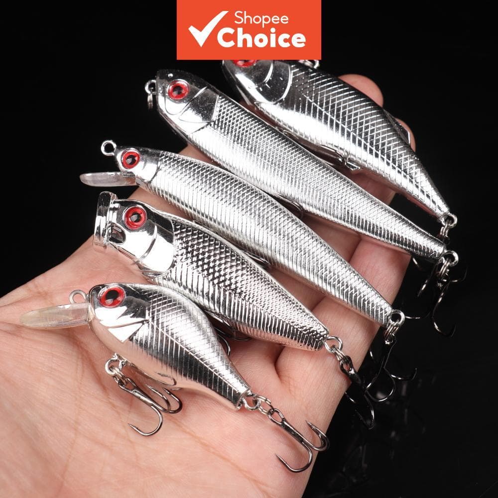 5 peças isca artificial mista de colher, isca de pesca artificial, isca de natação na superfície da água