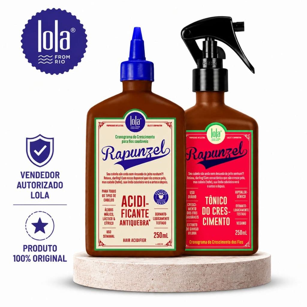 Kit Lola Cosmetics Rapunzel Original Tônico Antiqueda 250ml + Acidificante 250ml Crescimento e Fortalecimento
