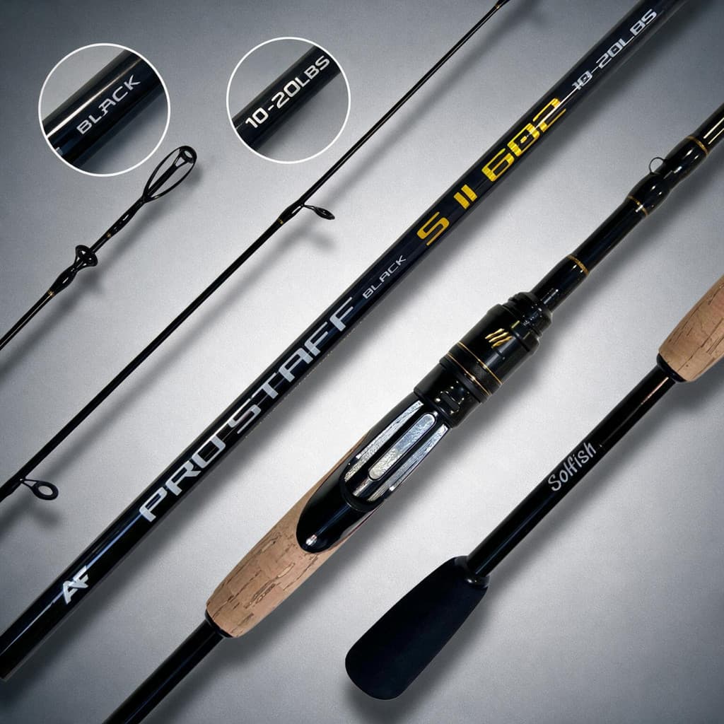 Vara de Pesca Pro  Staff Black 1,80m 20lbs 2 Partes Molinete Ação Média Casting 35g Solfish Albatroz