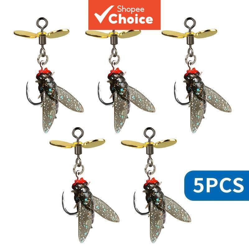5 peças isca de pesca de silicone macia com hélice, isca biônica realista, acessórios de pesca