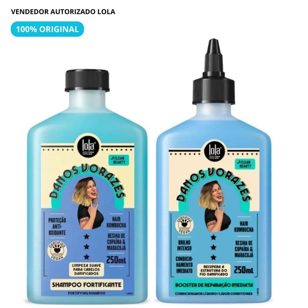 Kit Danos Vorazes Shampoo 250ml +  Booster Condicionador 250ml Lola Cosmetics