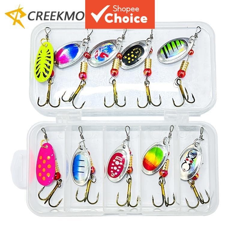 10 peças/conjunto iscas de pesca de carpa de metal 6 cm 2,5 g – isca vibratória com colher, spinner e wobbler de metal