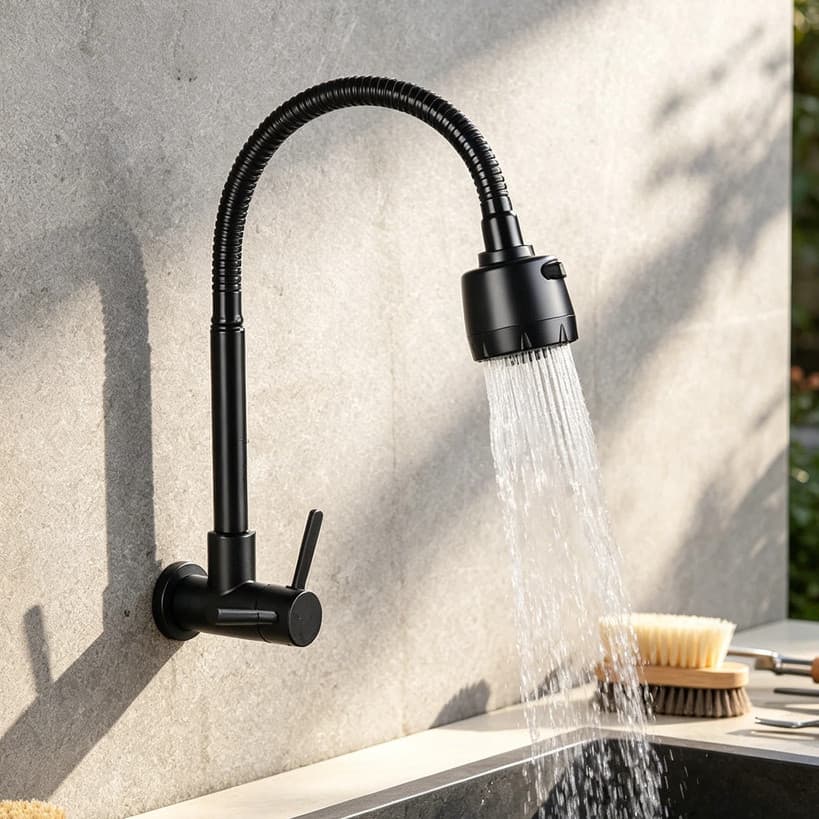 Inox Torneira  Prata/Preto Com Chuveiro Com Rotação De 360° Cozinha Luxo  Parede Promoção