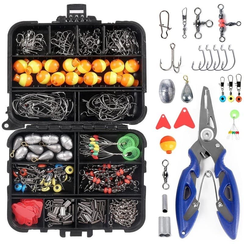 263Pcs Acessórios De Pesca Kit Incluindo Removedor De Gancho De Pesca Gancho Pesos Chumbada Pesca Gira Snaps Com  Caixa