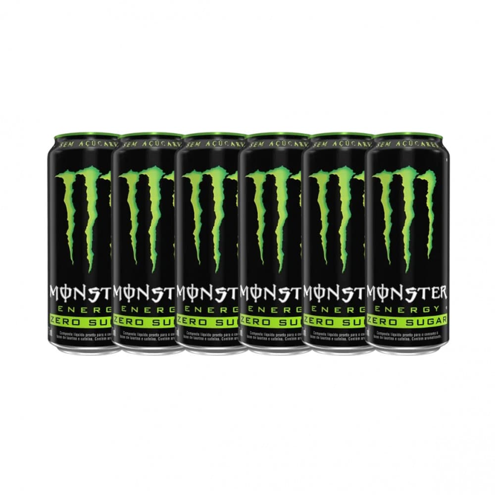Kit com 6 Energético Zero Açúcar Monster 473ml