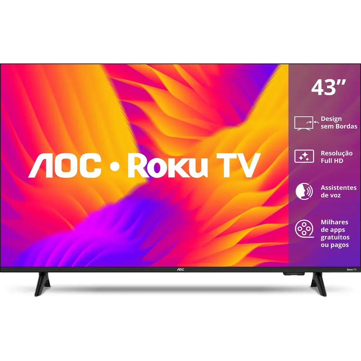 Smart TV 43 polegadas 43S5155 78G Full HD LED Wi-Fi Roku TV Dolby Audio AOC