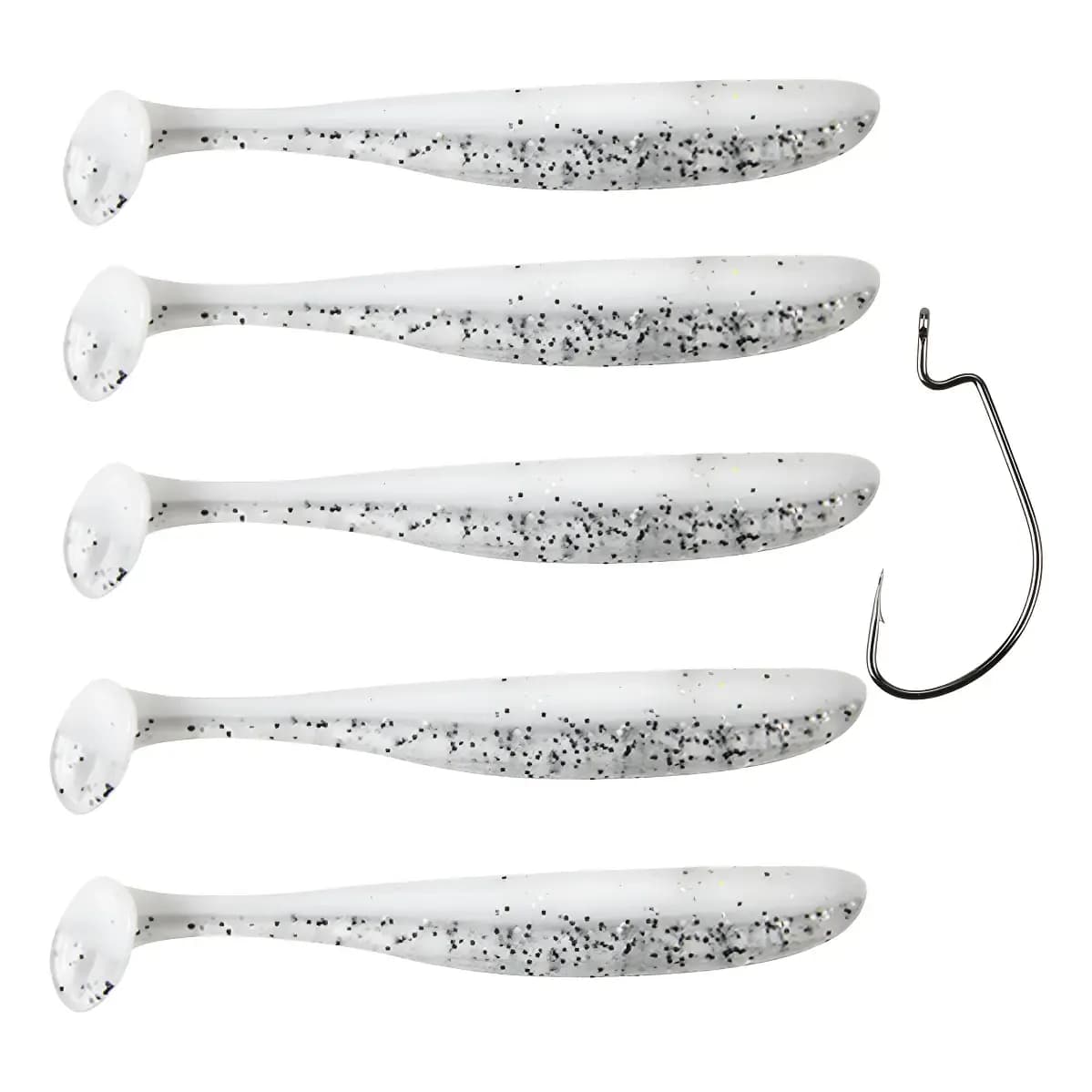 Kit  5 Isca Artificial Soft Fire Shad 9cm + Anzol Brinde