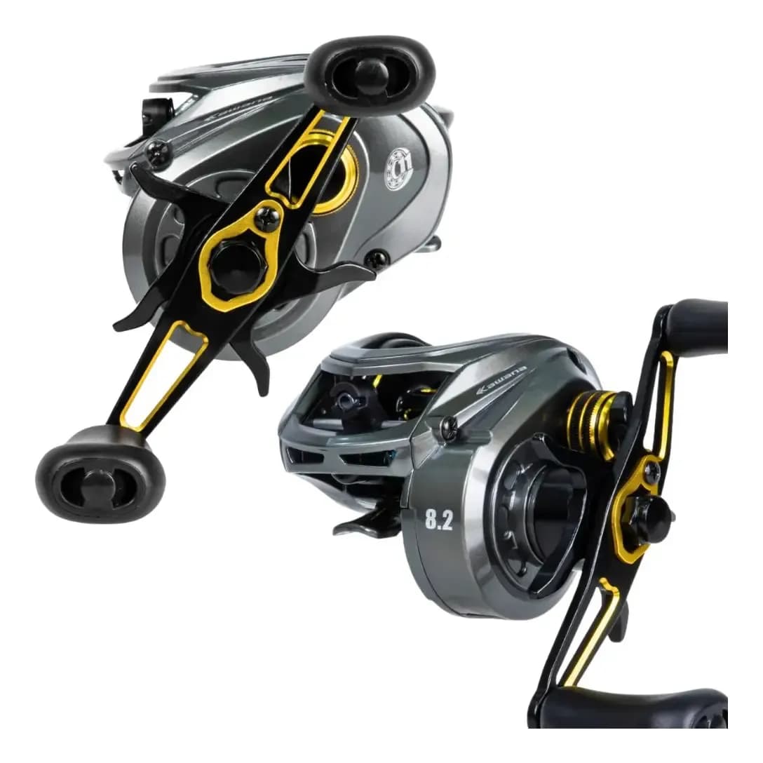 Carretilha Kawana Lite- Drag 7,5kg Alarme Sonoro- Cor Cinza-escuro Lado Da Manivela Direito