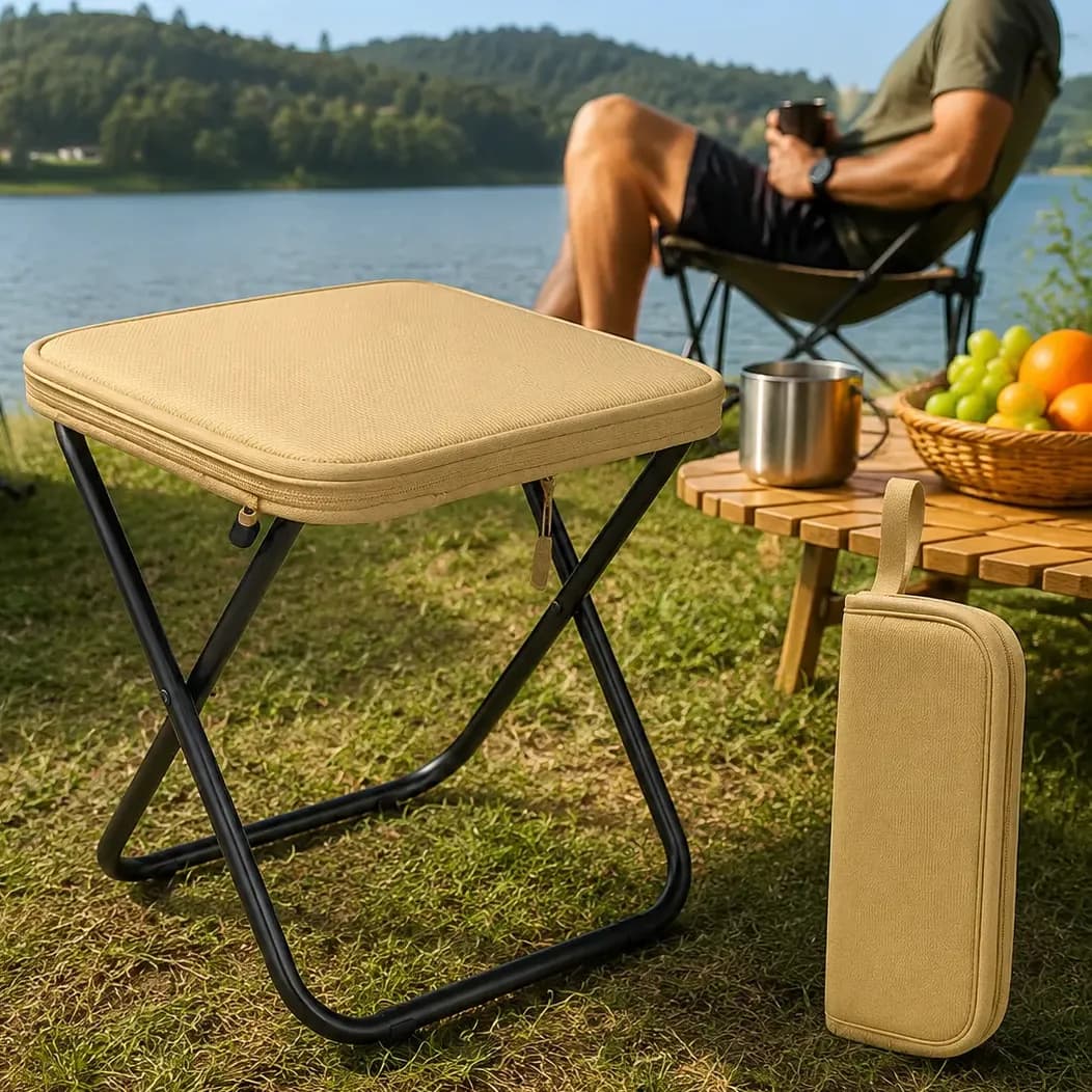 Banquinho Dobrável Portátil Camping Pesca Cadeira Bolso
