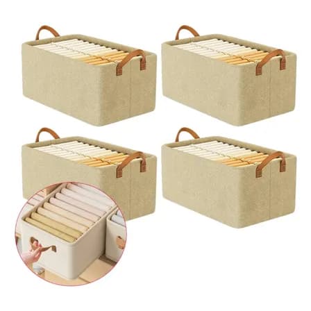 Kit 4 Cesto Caixa Organizadora Guarda  Roupa Grande  Dobrável