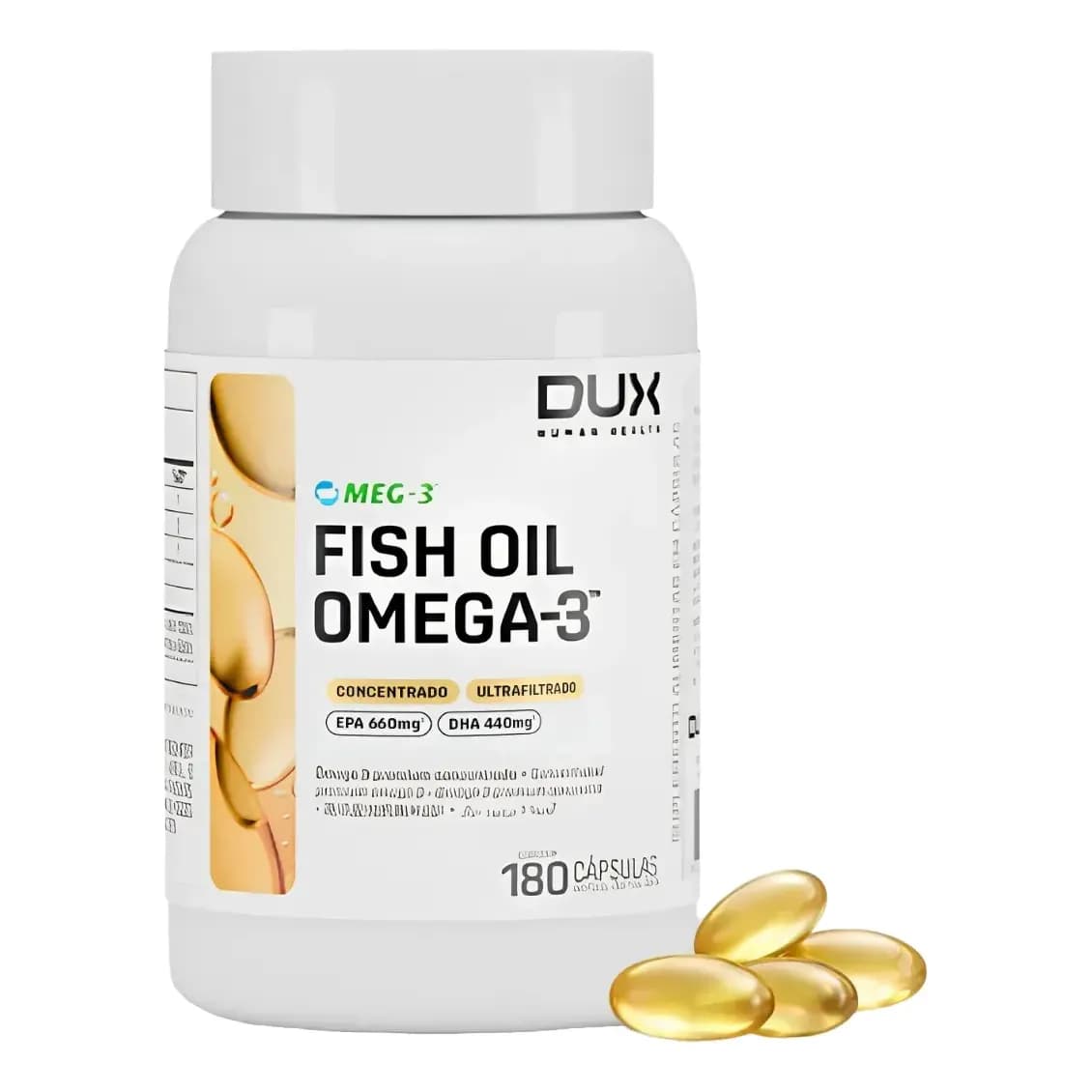 Ômega 3 Dux Human Health Fish Oil Sem Sabor 180 Cápsulas Sem Sabor