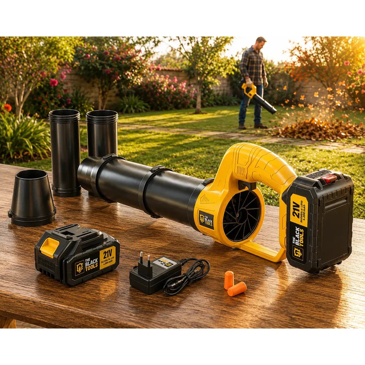 Soprador De Folhas E Resíduos A Bateria 21v Turbo P/ Jardim Amarelo 127/220v