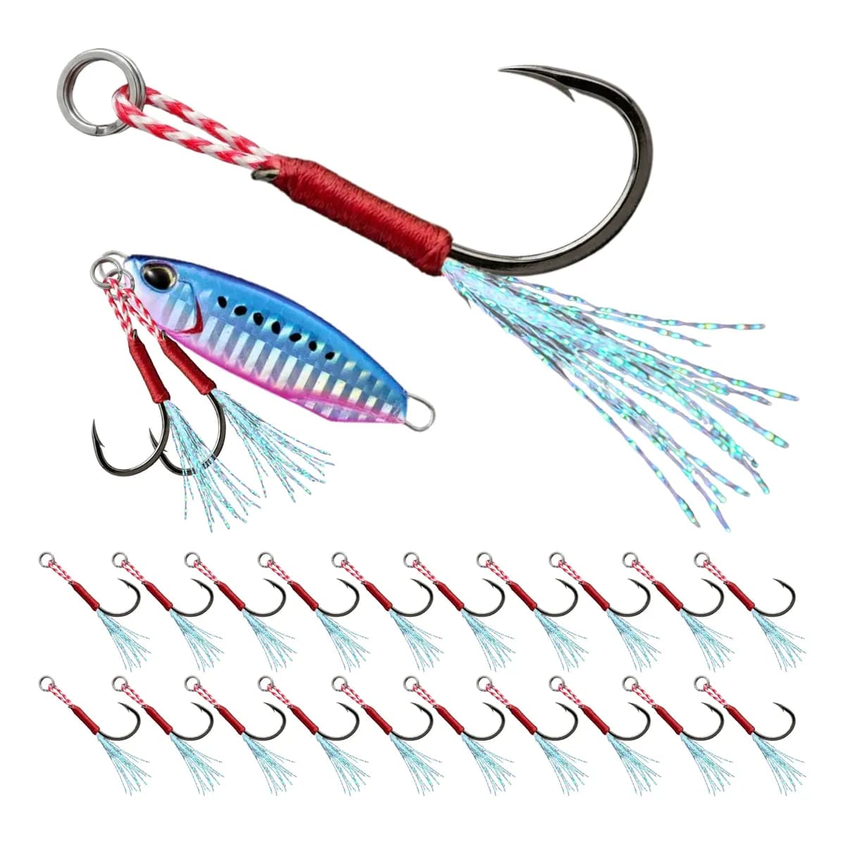 Kit 20 Anzol Suporte Hook Micro Jig Jumping Robalo Tucunaré