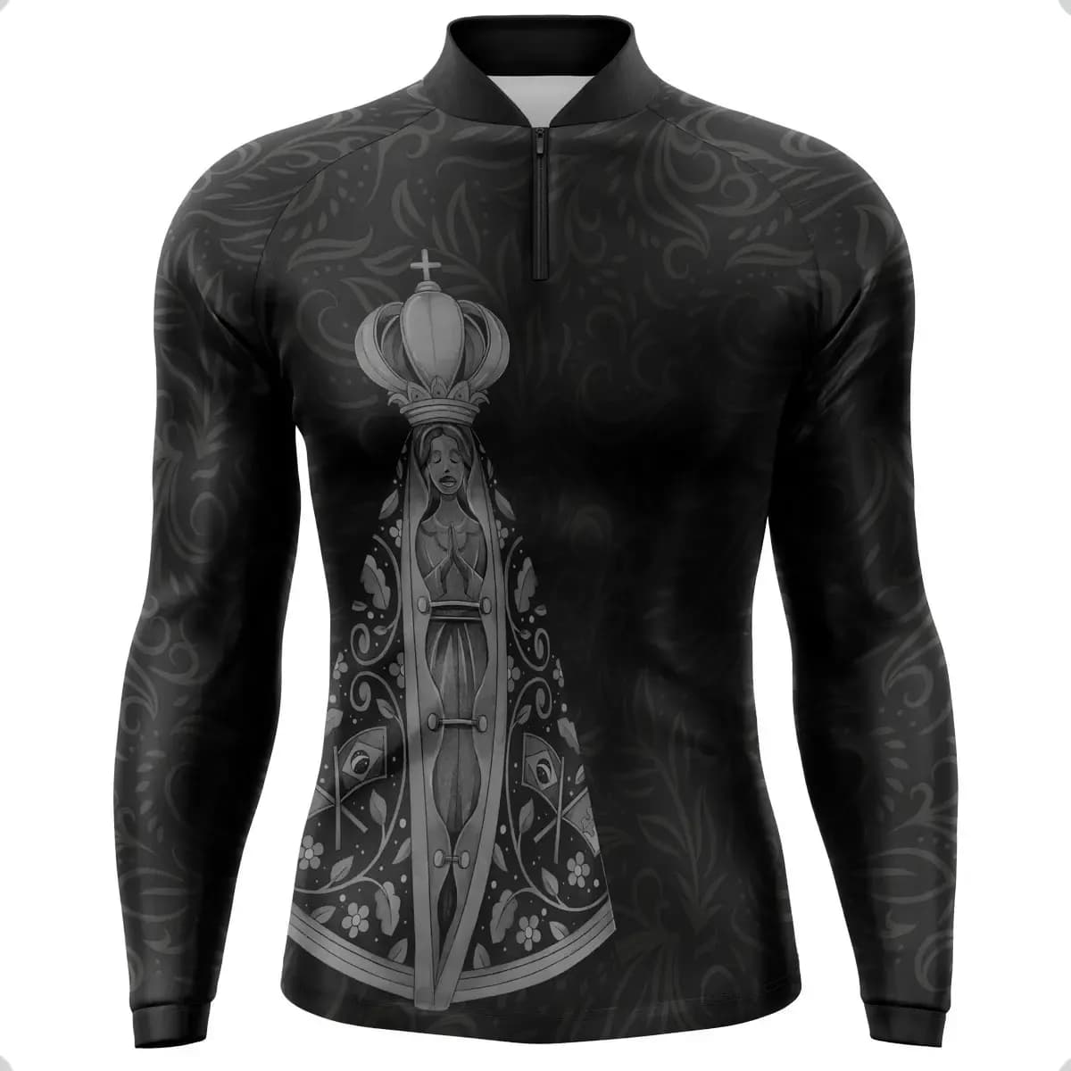 Camisa Pesca Nossa Senhora Tecido Térmico Confortável Uv50