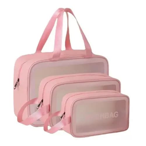 Necessaire Sem Gênero Washbag Kit Necessaires Rosa Liso