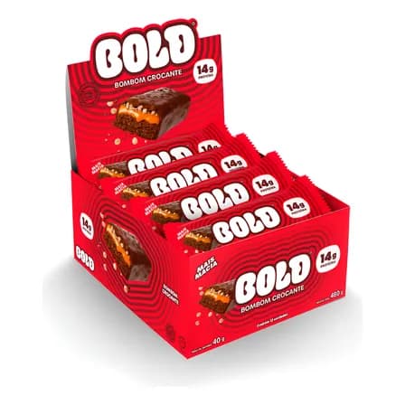 Display com 12 Barras de Proteína Bold Bombom Crocante 40g