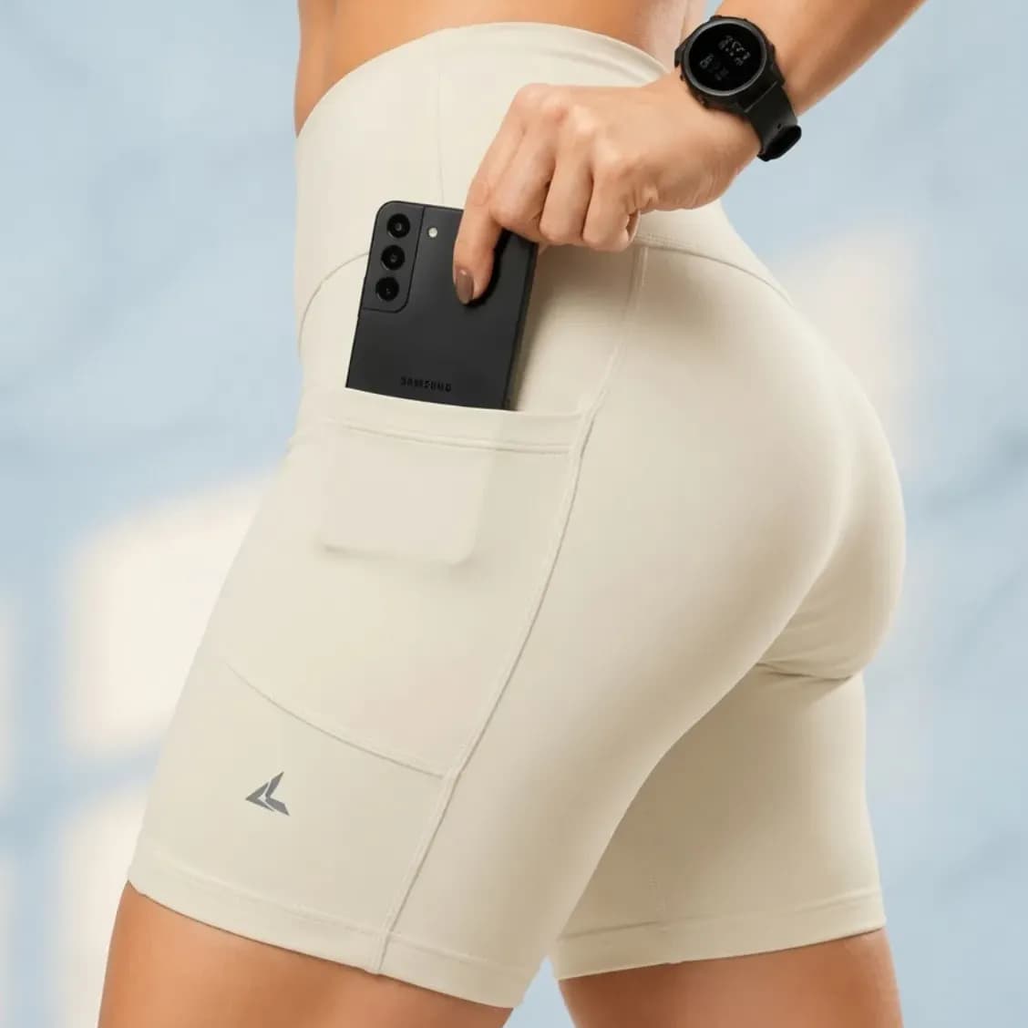 Bermuda Academia Feminina Short Corrida Com Bolso Compressão Cinza Liso G