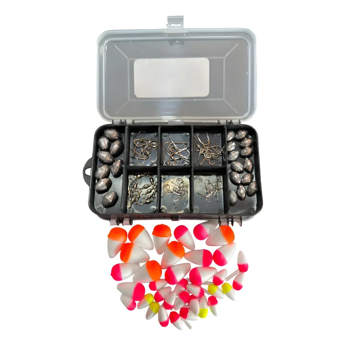 Kit Pesca Esportiva Estojo Premium Anzol Chumbo Girador Boia