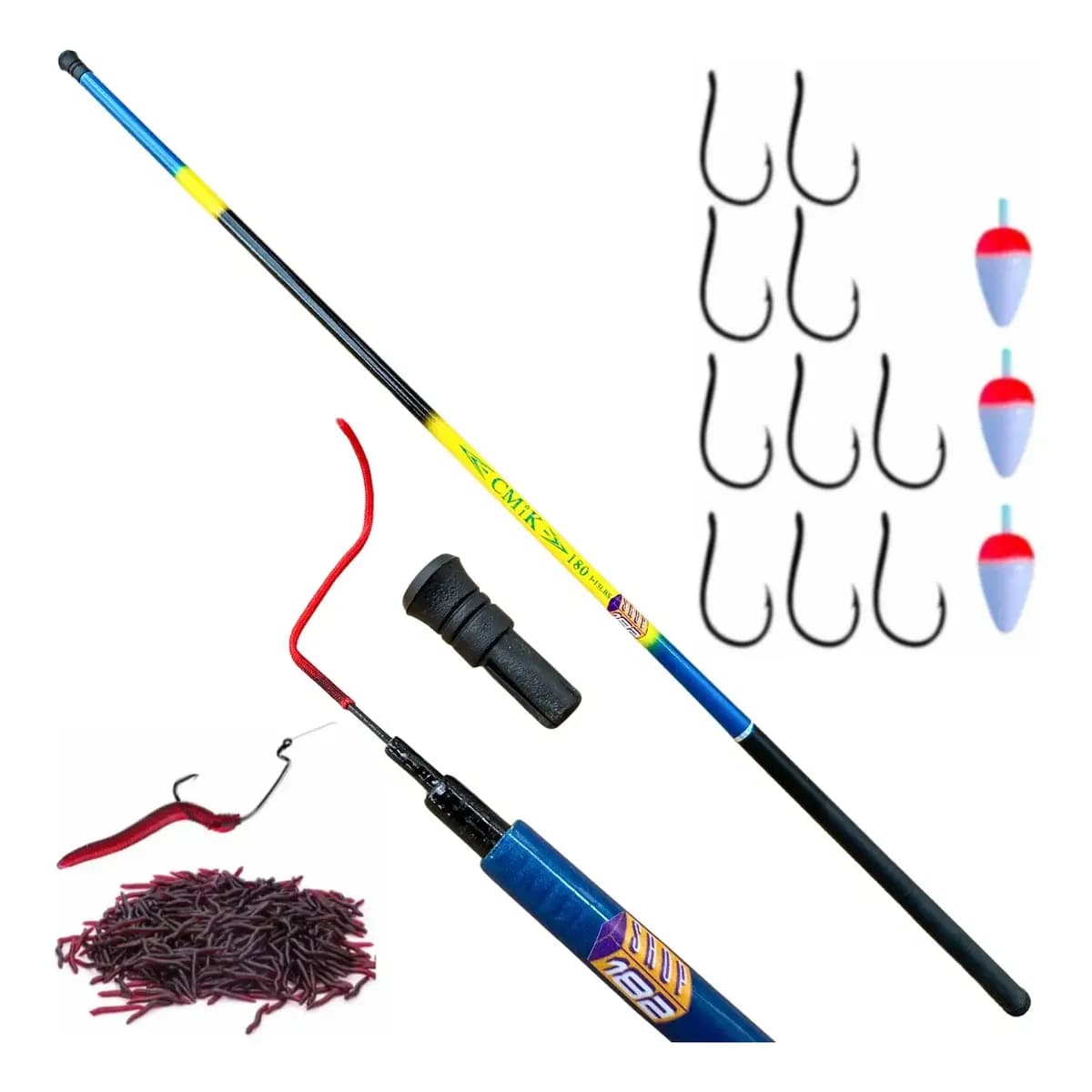 Kit Vara Pesca Telescópica Lambari 1.80 Metros + Acessórios