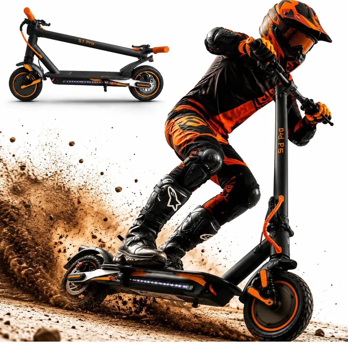 Patinete Elétrico Adulto Egazza Dobrável 30km/h Até 120kg Laranja S1 Pro