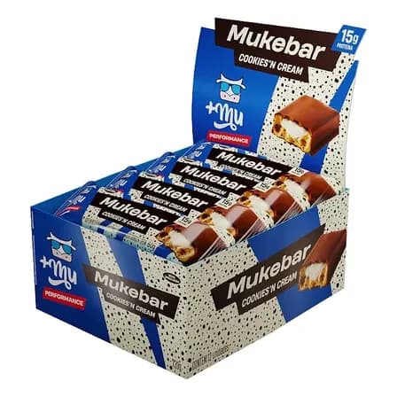 Barra de Proteína +Mu Mukebar 15g Cookies'n Cream 12 Unidades Sem Açúcar