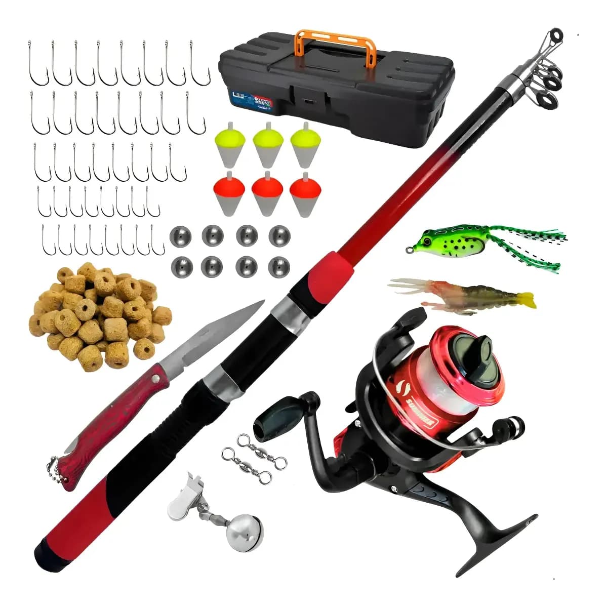 Kit De Pesca Completo 1 Vara 1,70m + 1 Molinete + Itens